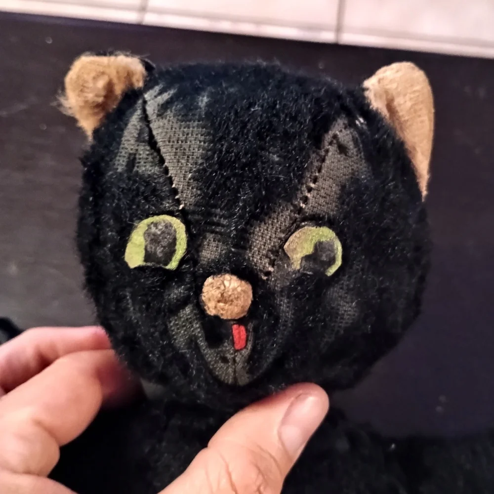 Vintage Plush Black Cat Toy